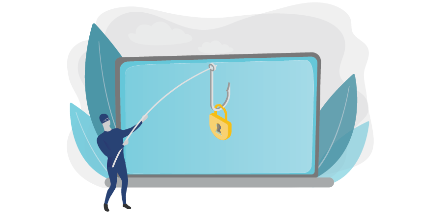 Graphic of a hacker phishing for data to represent the blog post from PROLINK about data security and privacy breaches