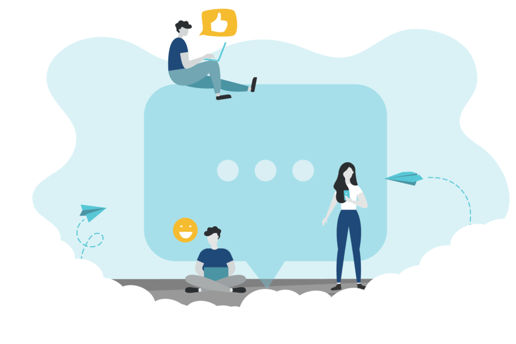Graphic to represent PROLINK collecting feedback to improve client experiences