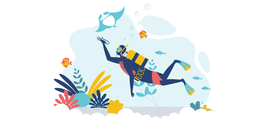 Graphic of a diver for the post exploring professional liability insurance