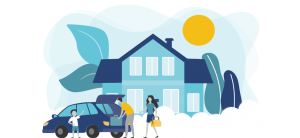 Home, auto, life and health insurance program from PROLINK. Graphic to represent PROLINK's home, auto, life, health insurance program for association members.