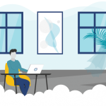 Graphic of a professional working remotely