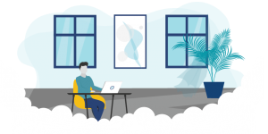 Graphic of a professional working remotely