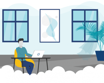 Graphic of a professional working remotely