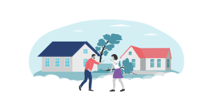 Two neighbors fighting over a fallen tree damaging the property